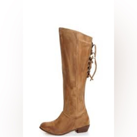 Naughty monkey tan suede boots lace up back western Indian women’s size 9 - Picture 1 of 12